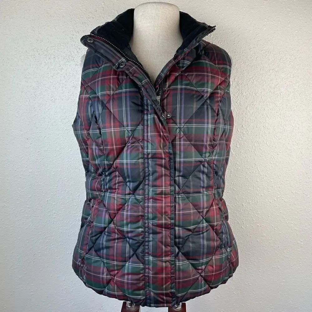 Eddie Bauer Plaid Goose Down Vest Size M EUC